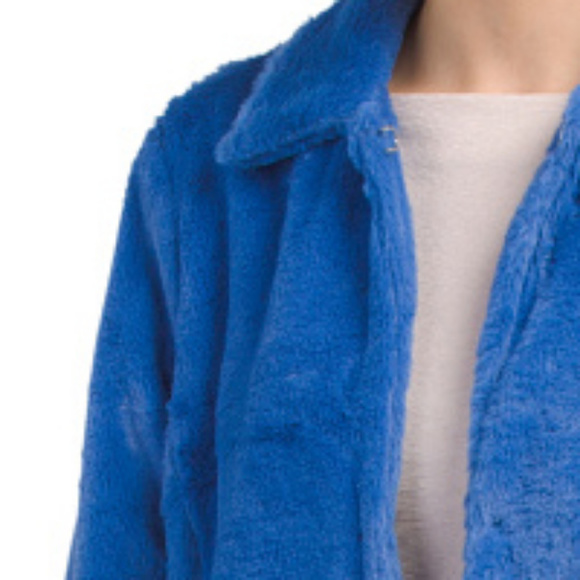 NWOT PAPERHEART Flare Sleeve Faux Fur Cobalt Blue Jacket size S - Picture 5 of 8